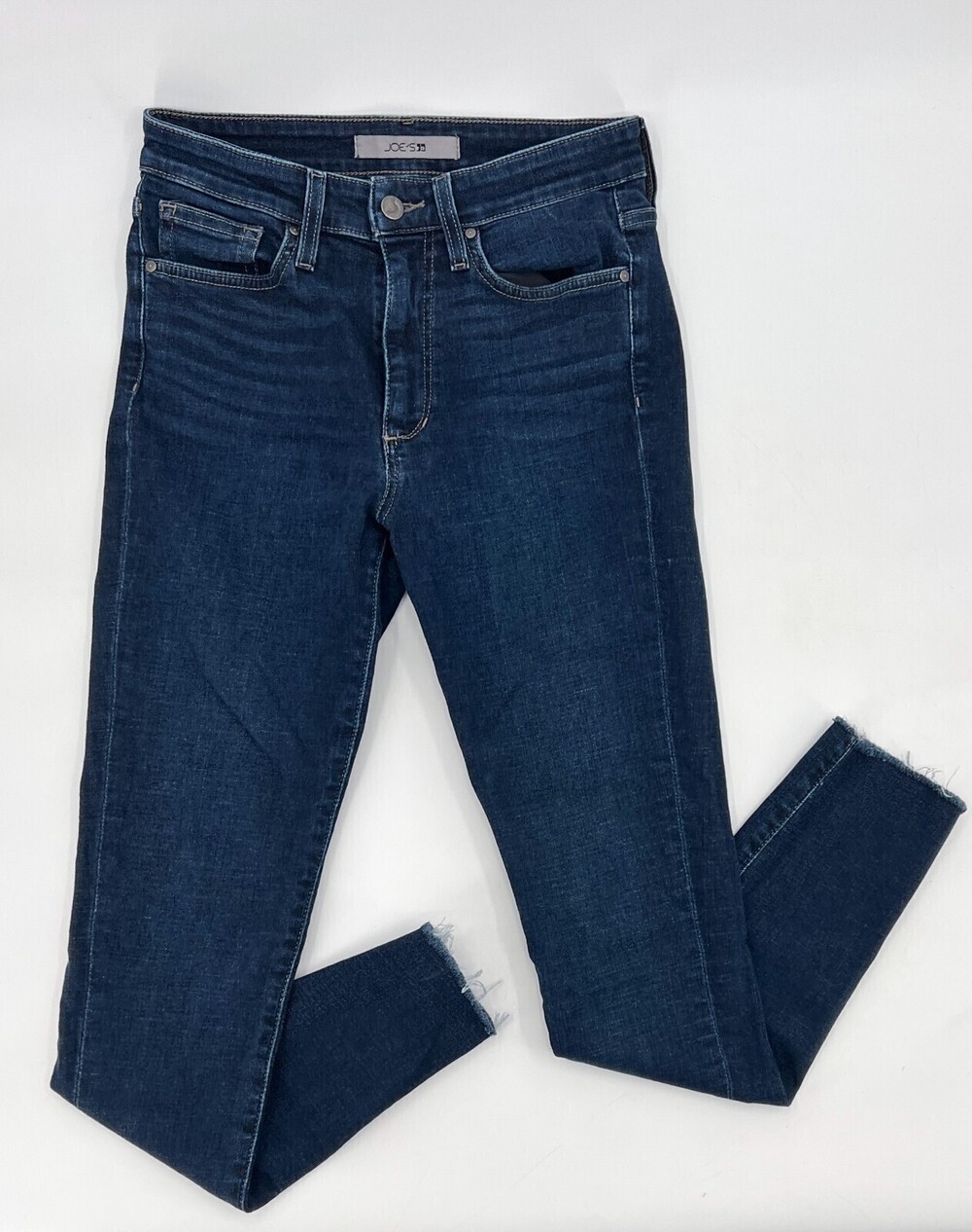 Joes Jeans Womens 27 Blue Skinny Raw Hem Mid Rise Medium Wash Designer